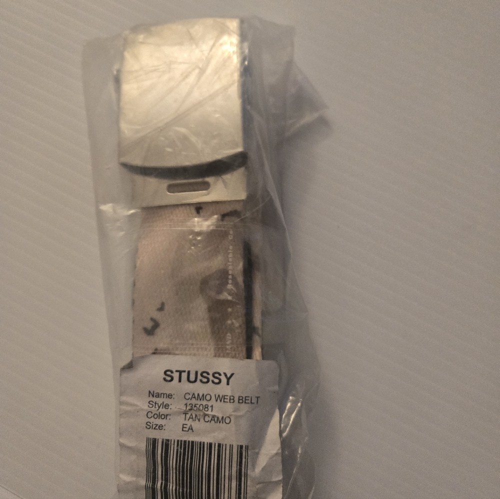 Tan Camo Web Belt 2014 Metal Tip Style 135081 Stussy Vintage Nwt Y2k